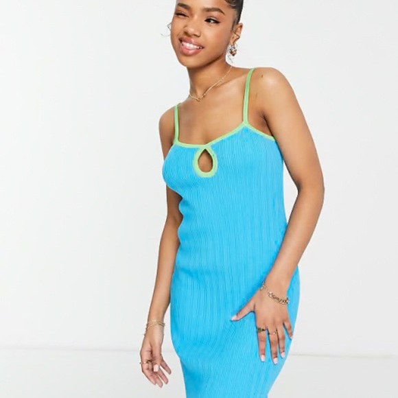 ASOS Blue Dress with Green Trim - Picture 1 of 5